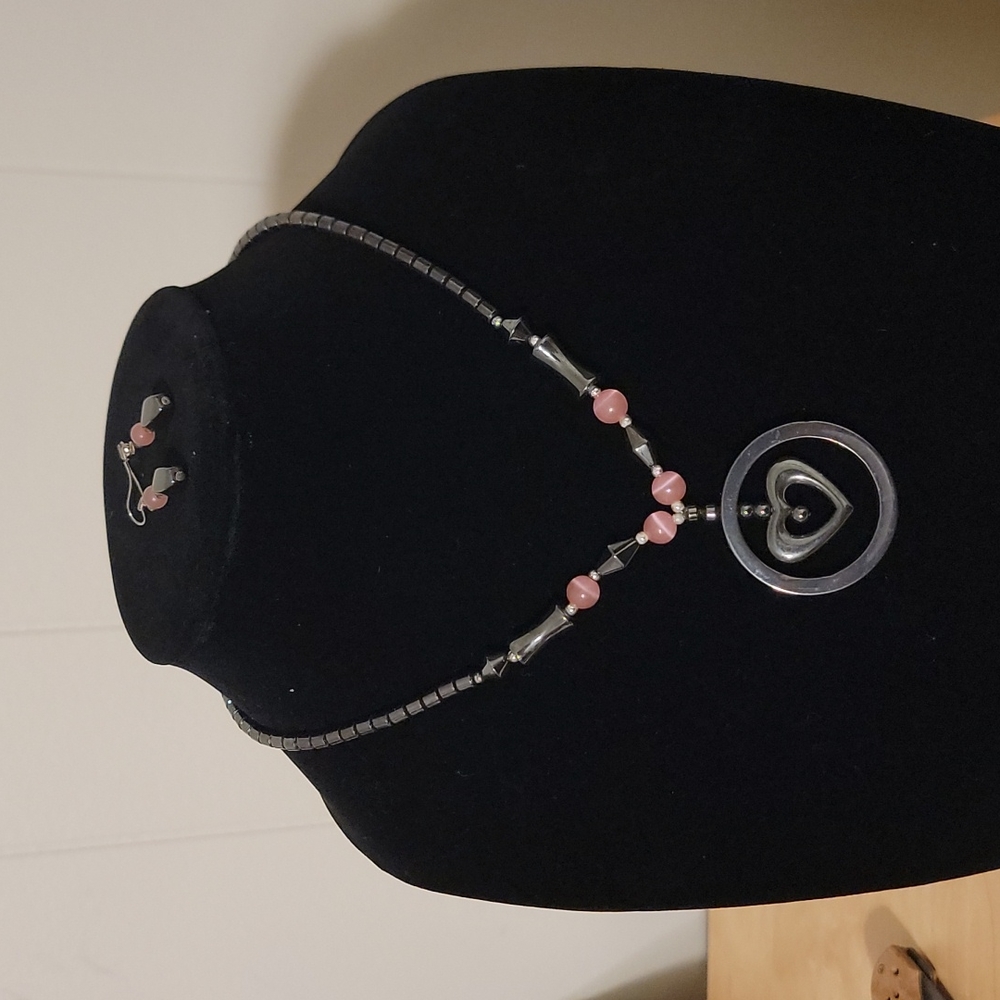 Authentic Hematite necklace and earrings